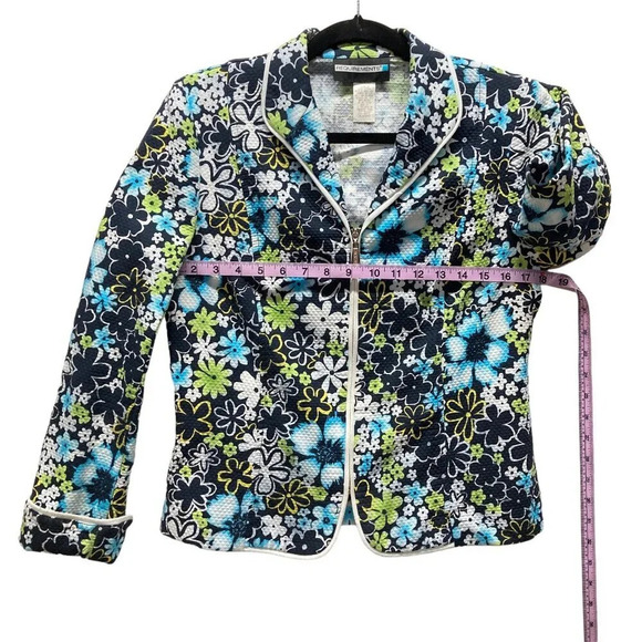 Vintage Requirements Floral Blazer Jacket, Size 10, Textured‎ Colorful Cotton - Picture 5 of 8